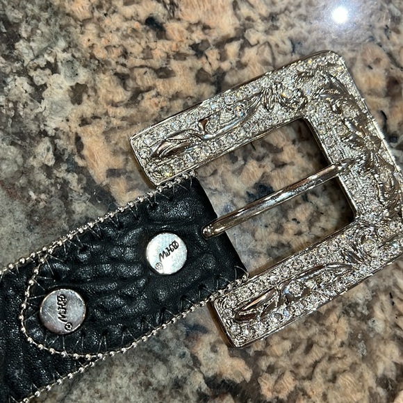 B H W Western Leather Belt - Picture 3 of 12